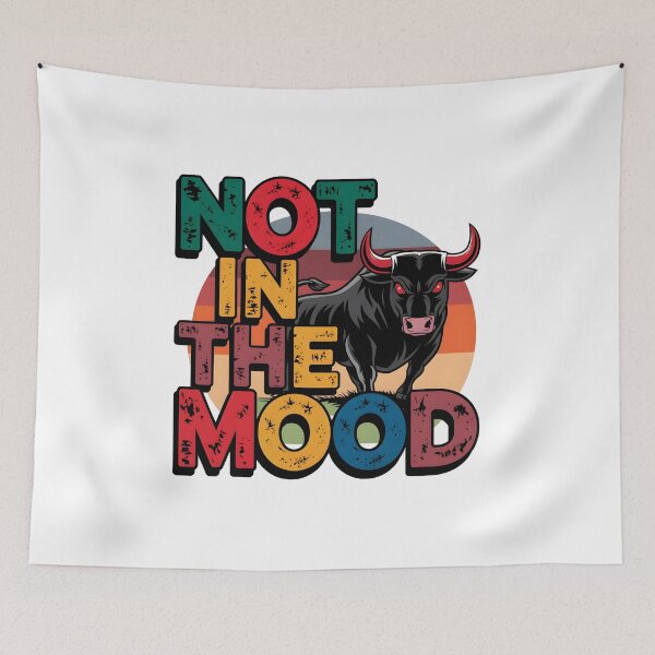 Item preview, Retro Black Bull Illustration 'Not in the Mood'  designed and sold by bukajart.