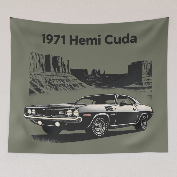 Item preview, 1971 Hemi Cuda Barracuda Muscle Car designed and sold by CreepyCornerArt.