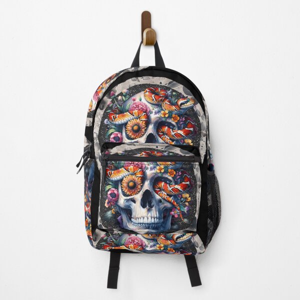 Vista previa del artículo con la obra «Calavera floral con serpiente para pegatinas, camisetas, tazas.», diseñado y vendido por JoseFrancese.