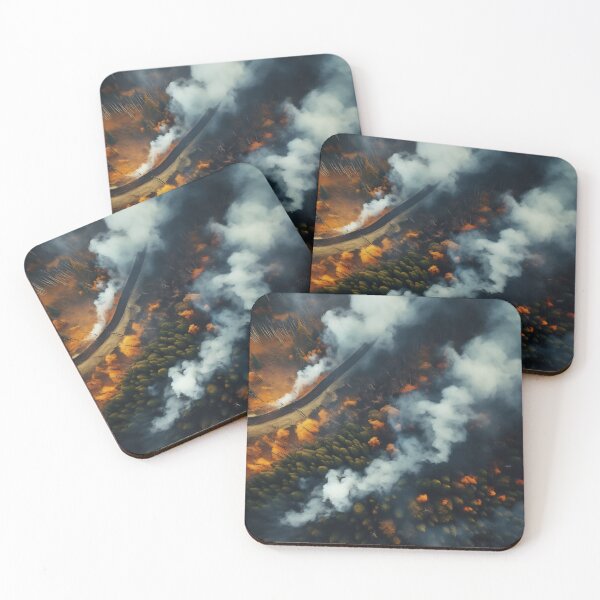 Item preview, Aerial view of road surrounded by smoke and trees designed and sold by anytka.