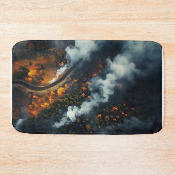 Item preview, Aerial view of road surrounded by smoke and trees designed and sold by anytka.