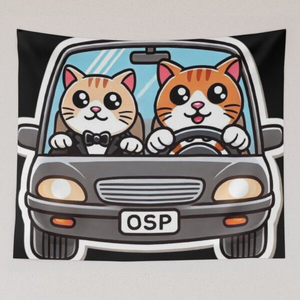 Item preview, funny cats driving. designed and sold by Shubatdesigns.