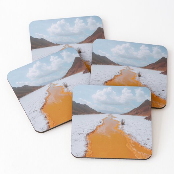 Item preview, Vibrant Orange River Through Desert Mountains - Landscape Photography designed and sold by regnumsaturni.
