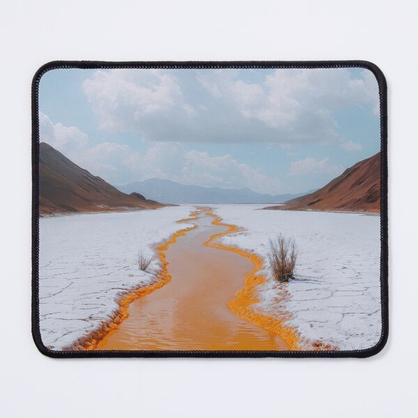 Item preview, Vibrant Orange River Through Desert Mountains - Landscape Photography designed and sold by regnumsaturni.