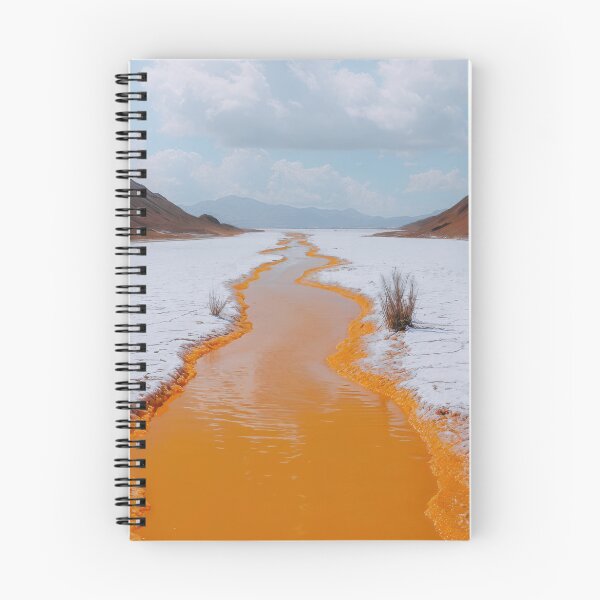 Item preview, Vibrant Orange River Through Desert Mountains - Landscape Photography designed and sold by regnumsaturni.