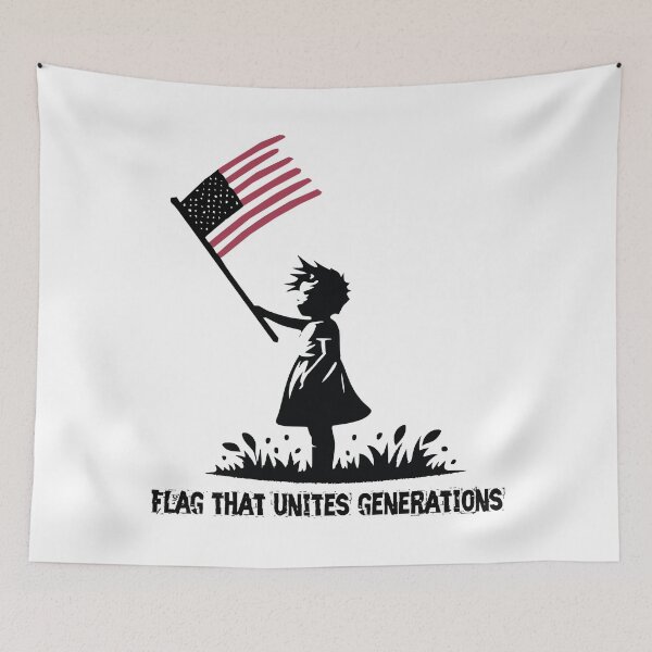 Item preview, Flag That Unites Generations - Patriotic Young Girl Holding USA Flag Graphic Street Art designed and sold by Kubala.