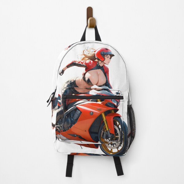 Item preview, Red-Hot Biker Girl on Motorcycle - Bold and Dynamic Art designed and sold by RvinJo8.