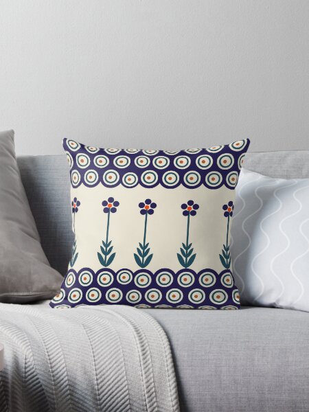 Polish design of traditional ceramics. Boleslawiec Throw Pillow