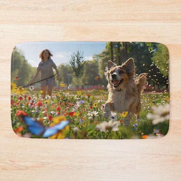 Item preview, Public Park Scene Dog Walker and Canine Companion Relishing Freedom. designed and sold by CheerForGoods.