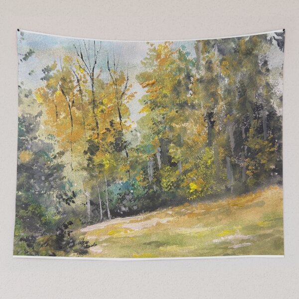 Item preview, Beverly's Back Yard - Gouache Landscape Painting designed and sold by TheArtCave.