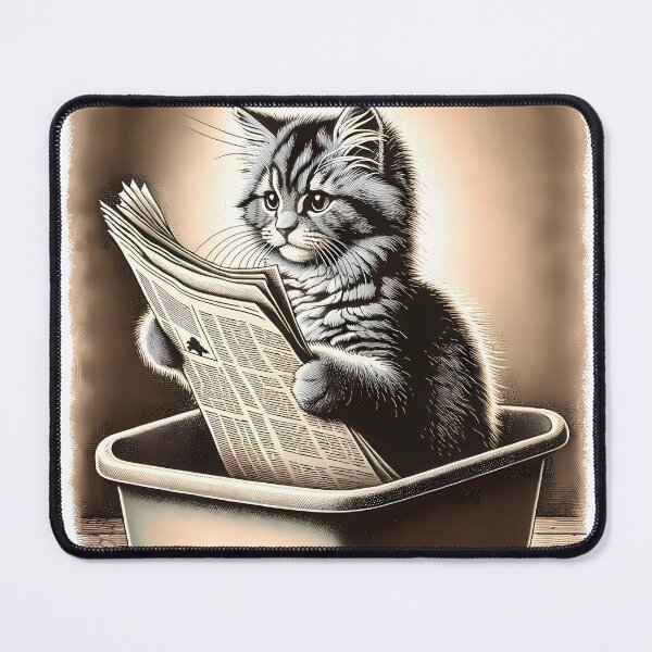 Item preview, Cat Reading Newspaper designed and sold by M-Y-A-R-T-.