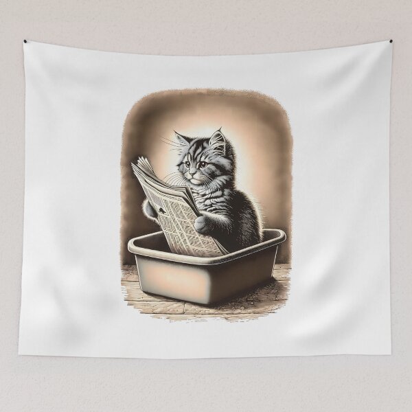 Item preview, Cat Reading Newspaper designed and sold by M-Y-A-R-T-.