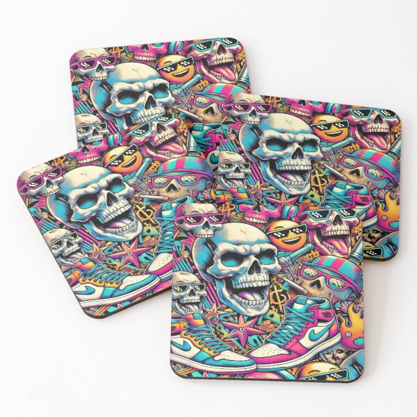 Item preview, Vibrant Skull Sneakers Graffiti designed and sold by Imaginarium of Chaos falcon88 .