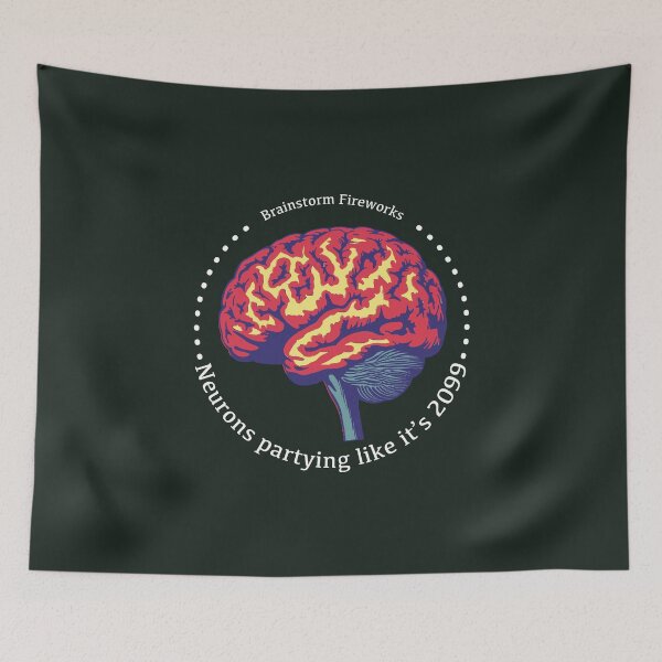 Item preview, Brainstorm Fireworks. Neurons partying like it’s 2099 designed and sold by EdvvinStudios.