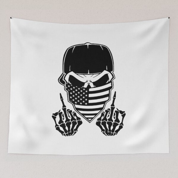 Item preview, Skull with American Flag Middle Fingers designed and sold by teemix.