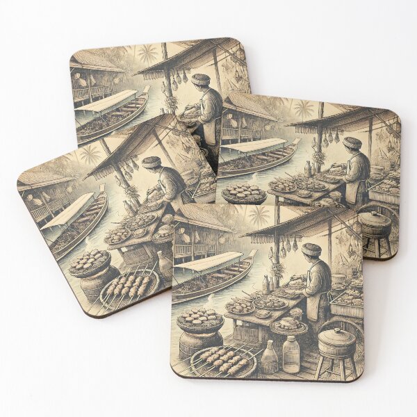 Item preview, Floating Market with Traditional Street Food   designed and sold by Koalangel.