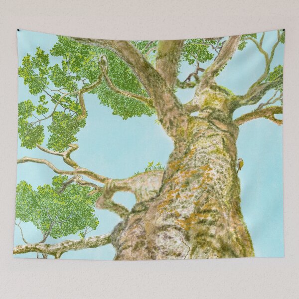 Item preview, An antient tree and green birds  designed and sold by greenPQBstudio.