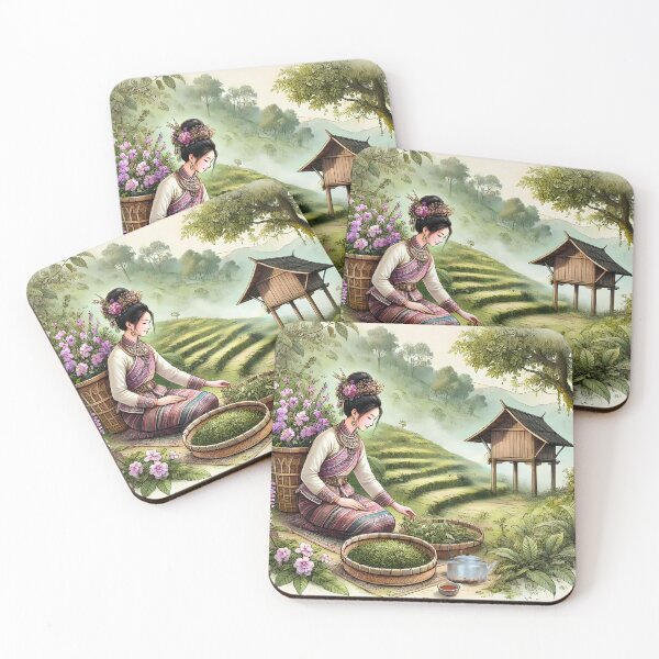 Item preview, Traditional Tea Sorting in Lush Landscape   designed and sold by Koalangel.