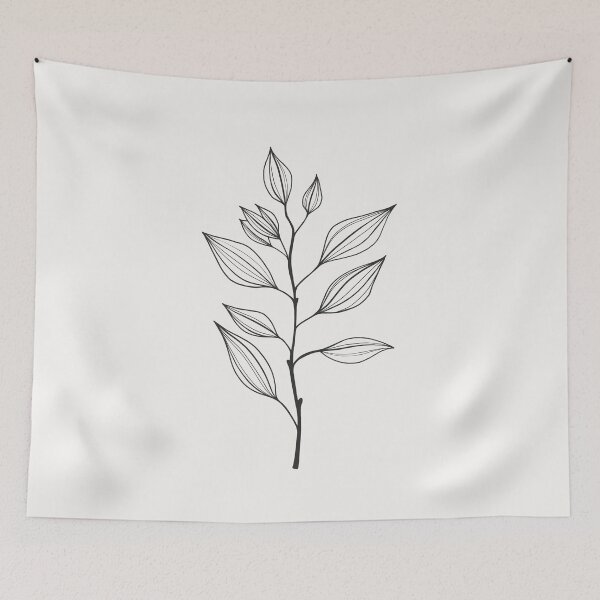 Item preview, Leaf branch drawing. Botanical line art. Plant illustration. designed and sold by PAPER MOON art & design.