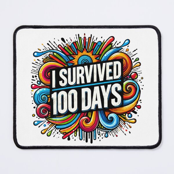 Item preview, I Survived 100 Days Colorful Celebration T-Shirt – Vibrant Milestone Achievement Design designed and sold by BlankCanvasHaHa.