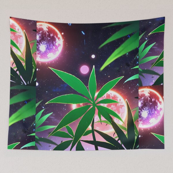 Item preview, Moon Urban Jungle Neon Botanicals Art Cannabis Aesthetics designed and sold by ART ATTACK ZONE.