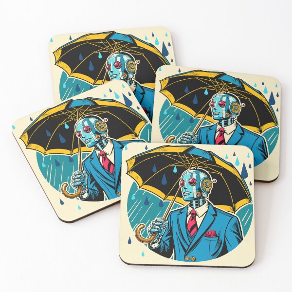 Item preview, Robot Holding Umbrella in the Rain designed and sold by Ghost on Toast.