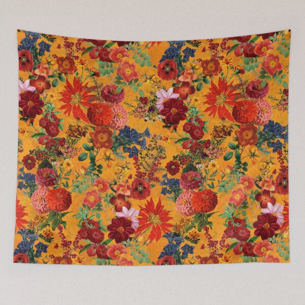 Item preview, Vintage Mystic Opulent Dark Midnight NIght Flowers Garden - Orange/Yellow designed and sold by UtArt.