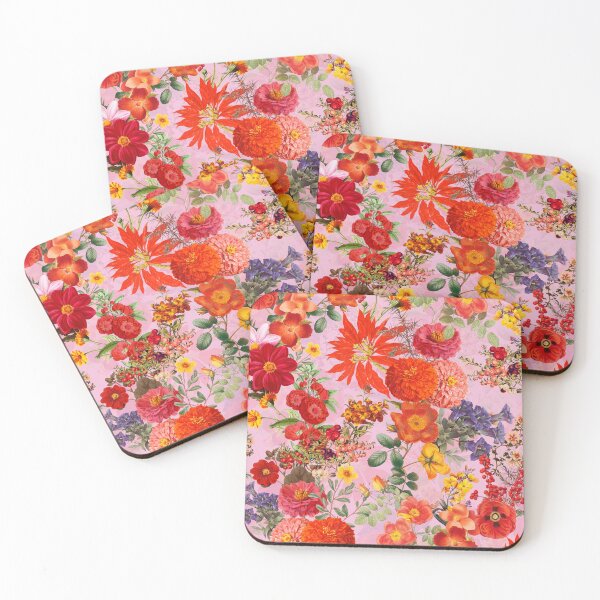 Item preview, Vintage Mystic Opulent Dark Midnight NIght Flowers Garden - Pink designed and sold by UtArt.
