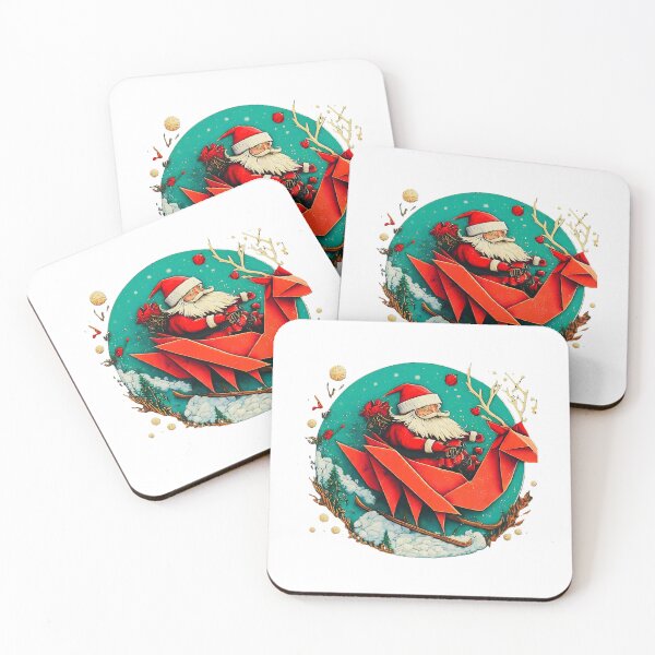 Item preview, Christmas Origami Santa Claus , Santa Riding Reindeer , Festive Holiday Season Graphic , Merry Xmas Party designed and sold by Indyadizine.