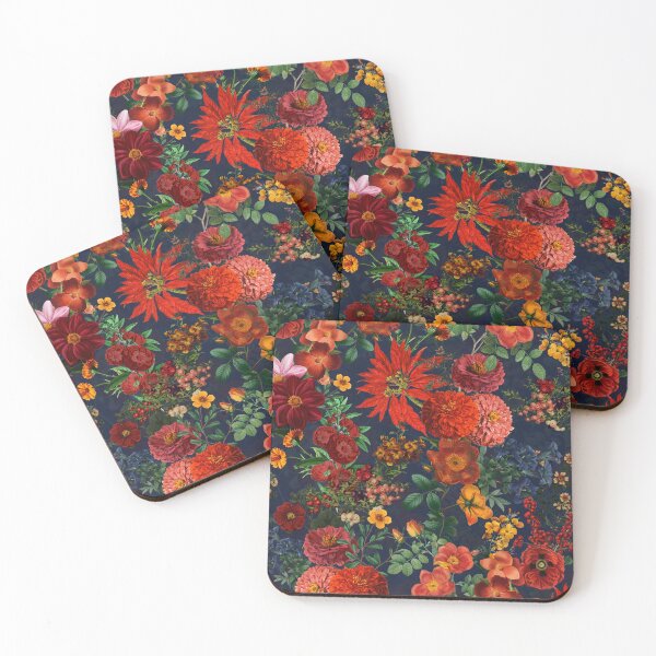 Item preview, Vintage Mystic Opulent Dark Midnight NIght Flowers Garden - Dark Blue designed and sold by UtArt.