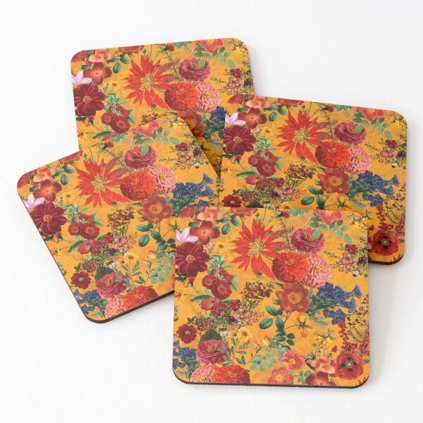 Item preview, Vintage Mystic Opulent Dark Midnight NIght Flowers Garden - Orange/Yellow designed and sold by UtArt.