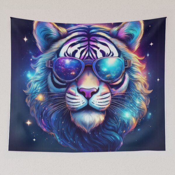 Item preview, Galactic Tiger in Sunglasses – Cosmic Animal Art designed and sold by RaiyaTees.