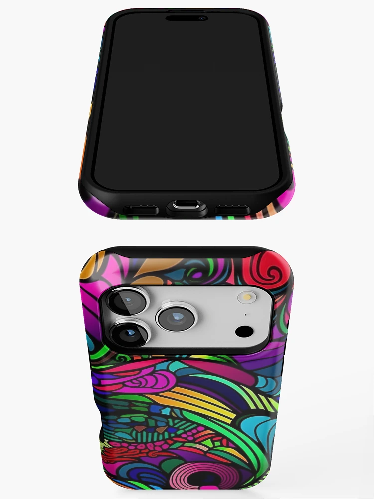 Thumbnail 3 of 4, iPhone Case, Abstract Psychedelic Pattern designed and sold by bubblegoth.
