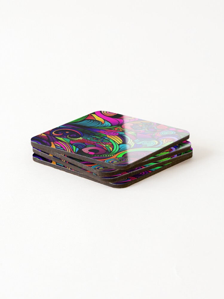 Thumbnail 4 of 5, Coasters (Set of 4), Abstract Psychedelic Pattern designed and sold by bubblegoth.