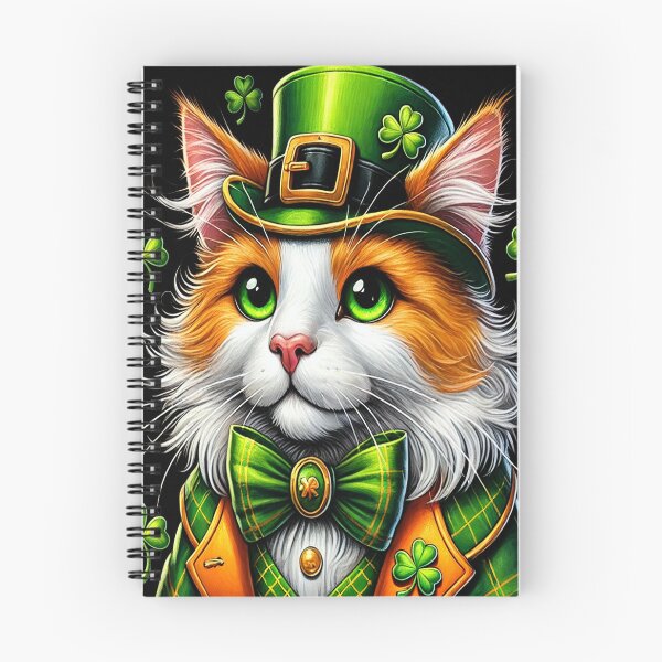 Item preview, Festive Irish Cat in St. Patrick's Day Attire on Black Background, Lucky Irish Cat St. Patrick's Day Cartoon Design designed and sold by panshop20.