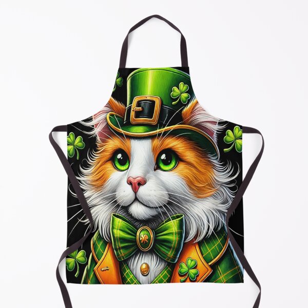 Item preview, Festive Irish Cat in St. Patrick's Day Attire on Black Background, Lucky Irish Cat St. Patrick's Day Cartoon Design designed and sold by panshop20.