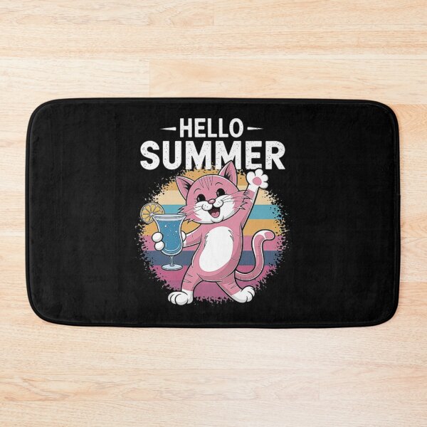 Item preview, Playful Pink Cat with Summer Drink - Hello Summer Vibes designed and sold by love3617.