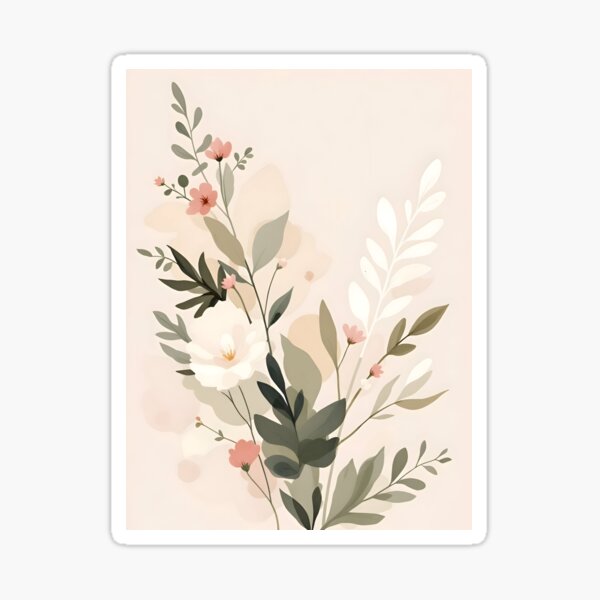 Item preview, "Delicate Botanical Floral and Leaf Illustration" Master Bedroom wall art designed and sold by 2Motivation.