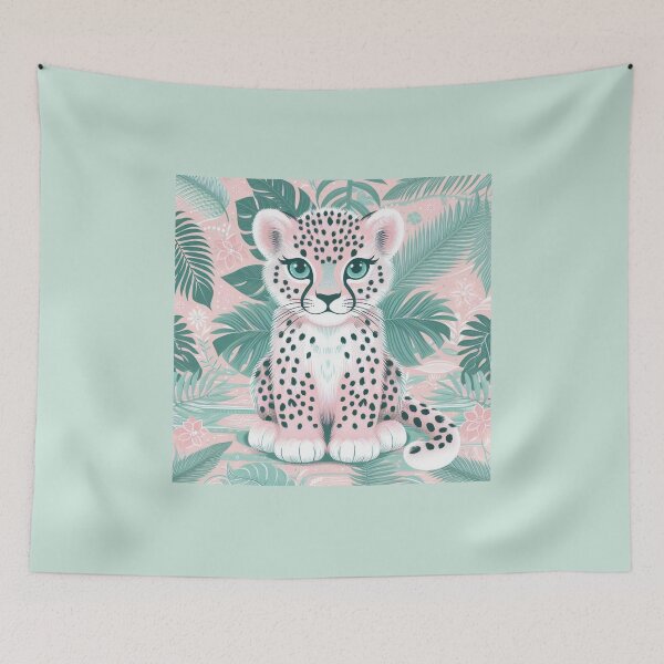 Item preview, Cute pink leopard baby in the jungle designed and sold by coloursforkids.