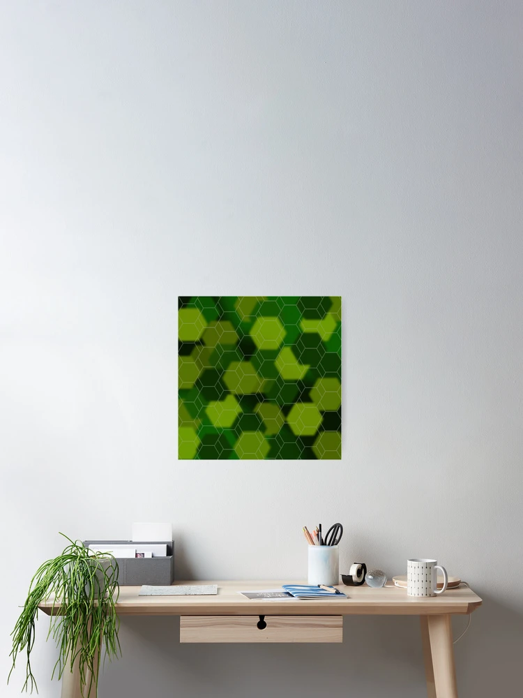 Thumbnail 2 of 3, Poster, Hexagonal Green Abstract Pattern designed and sold by Andrew Hitchen.