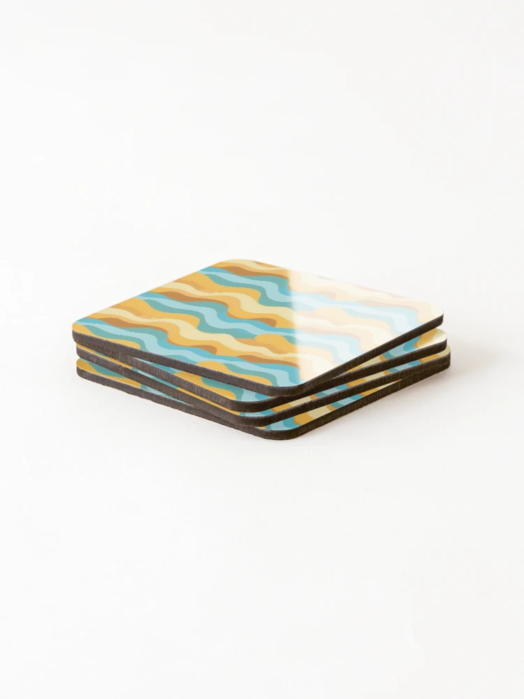 Thumbnail 4 of 5, Coasters (Set of 4), Abstract Beach Ripple Pattern designed and sold by bubblegoth.