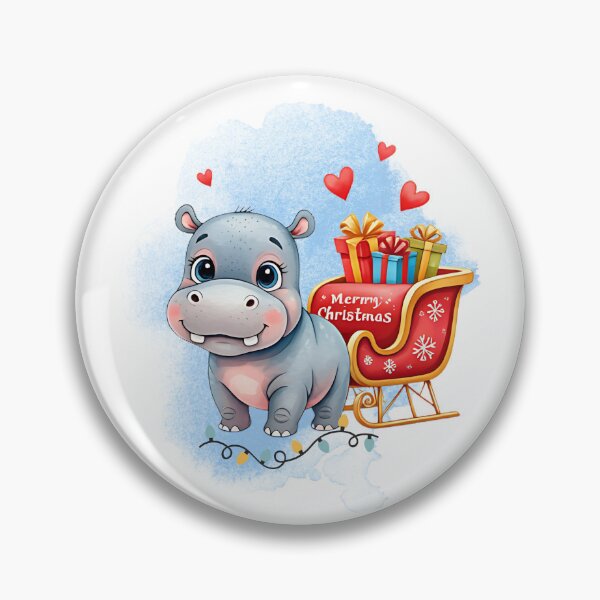 Item preview,  Cute  Hippo  ,Christmas Animal Theme , Decoration, Gift designed and sold by Sitred123.