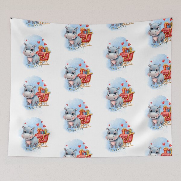 Item preview,  Cute  Hippo  ,Christmas Animal Theme , Decoration, Gift designed and sold by Sitred123.