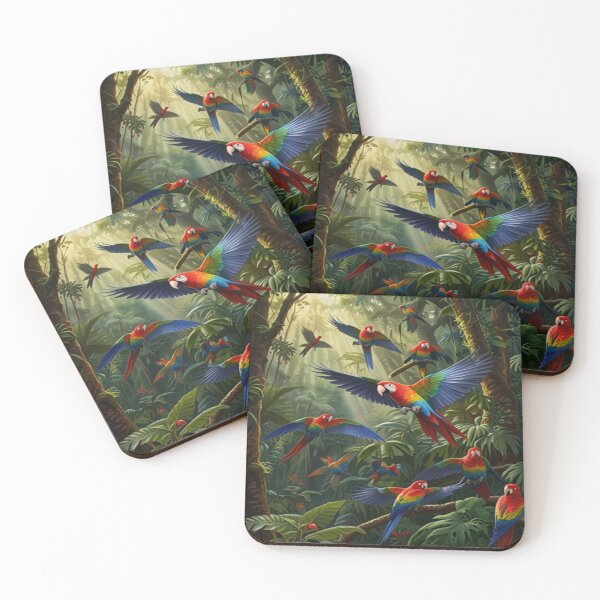 Item preview, Vibrant Parrots in Flight designed and sold by Enchanting Art Vista.