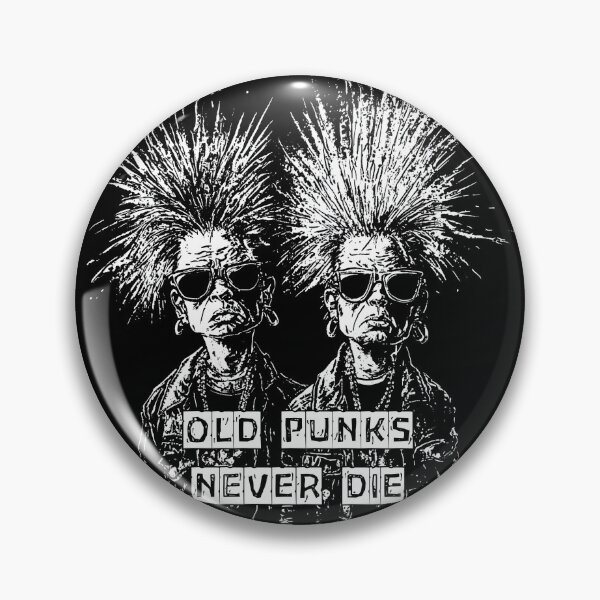 Item preview, Old Punks Never Die, black & white design designed and sold by Shoot-The-Moon.
