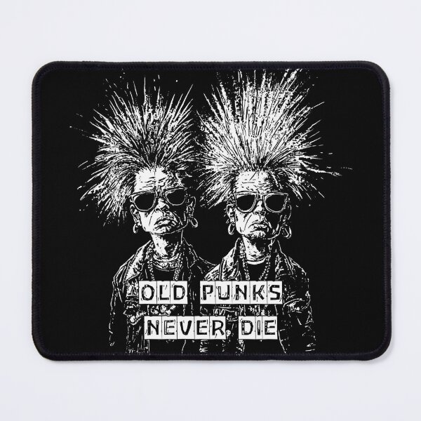 Item preview, Old Punks Never Die, black & white design designed and sold by Shoot-The-Moon.