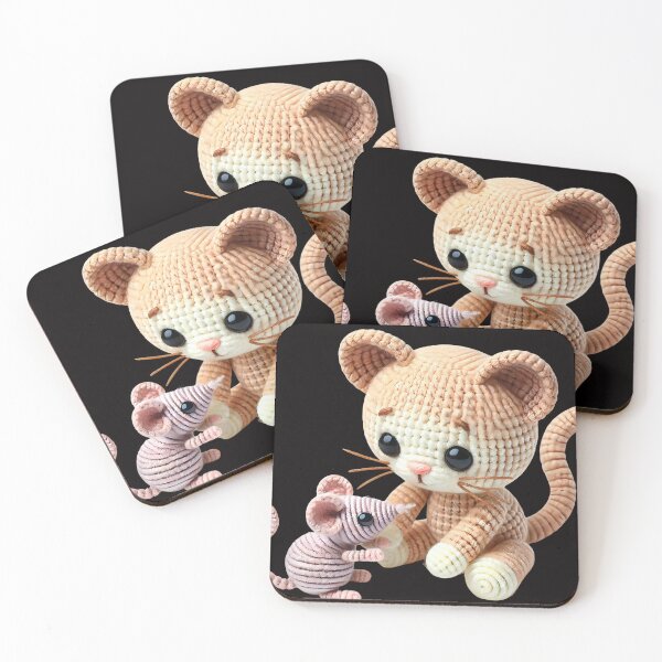Item preview, animal, cat , mouse , love animal,Adorable Crochet Cat Playing with Mouse for T-Shirts designed and sold by EpicBuy.