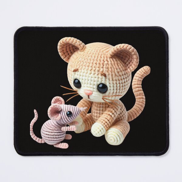 Item preview, animal, cat , mouse , love animal,Adorable Crochet Cat Playing with Mouse for T-Shirts designed and sold by EpicBuy.