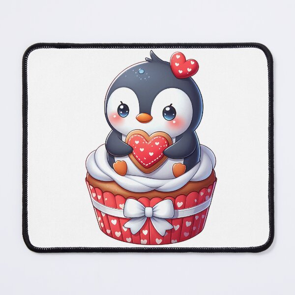 Item preview, A0601 Valentine Penguin Cupcake Delight – Cute Penguin Design, Romantic Valentine’s Decor, Sweet Gift Idea, Adorable Keepsake for All Ages designed and sold by angieart68.