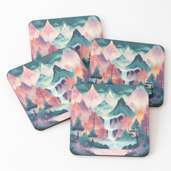 Item preview, Mountain Landscape | Pastel Nature Art | Scenic Waterfall Design designed and sold by Epic--Art.
